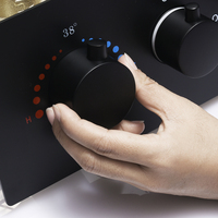 Robinet de douche thermostatique en laiton, 3 fonctions, inverseur, finition noir mat, installation facile, vente en gros