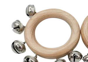 Natural Beech Wood <b>Hand</b> Ring Jingle Bells Orff Percussion Instrument Kids Early Educational <b>Hand</b> Shaking Bells with Six bells - Product Image 5