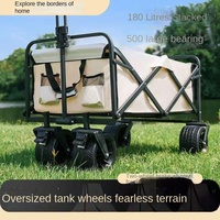 Chariot de camping pliable d'extérieur avec grande capacité et roues tout-terrain pour pique-nique, plage, jardin