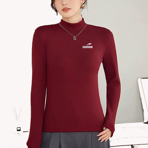 Maglietta Invernale Personalizzata a Collo Alto, Maniche Lunghe con Fodera in Pile, Top da <span class=keywords><strong>Donna</strong></span> Termoisolante - Product Image 4