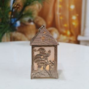 Hot Sales Battery Powered Eco-friendly Christmas Decorations Santa Wooden Color LED <b>Lantern</b> Light Party Table Decor Kid Gifts - Product Image 3