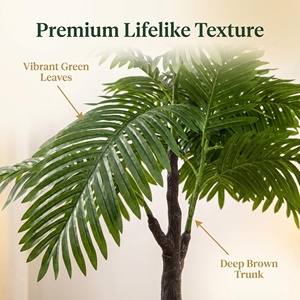 Palmier Areca Artificiel <span class=keywords><strong>en</strong></span> Plastique de 135 cm de Hauteur, Plante <span class=keywords><strong>en</strong></span> Pot, Palmier Tropical Réaliste, Tronc Brun Foncé, Feuillage Vert Vif - Product Image 5
