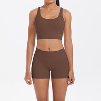 Ensemble 2 pièces de vêtements de sport d'été personnalisables pour femmes : short taille haute et haut de yoga