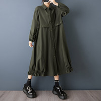 Robe chemise ample pour femme, grande taille, coupe tente, manches longues, ourlet à volants, style gothique sombre, décontractée, collection Printemps 2026, vente en gros