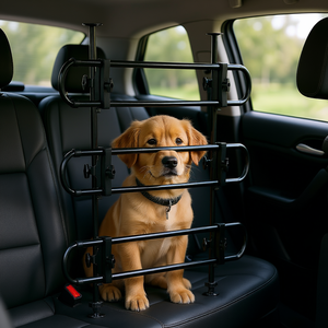 Barrière de voiture réglable noire pour chien, 33x32 pouces, séparateur en métal pour sièges passagers, transporteur de voyage pour animaux de compagnie - Product Image 2