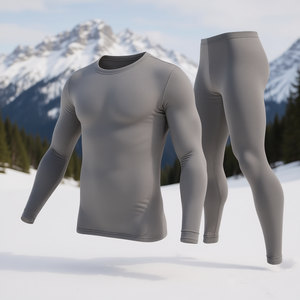 Conjunto de Ropa Interior Térmica para Hombre, Manga Larga, Cuello Redondo, Ropa Deportiva de Invierno, Gris, Tallas M, L, XL, XXL - Product Image 2
