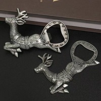 Винтажная открывалка для бутылок в виде оленя из цинкового сплава, рождественская открывалка для пивных крышек, портативная металлическая открывалка для бара, вечеринок, праздников, сувенир, подарок