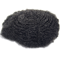 Vente en Gros Pas Cher Perruque Hommes Noire Durable Bouclée Ondulée Afro 4 mm 8*10 Full Swiss Lace Remplacement Capillaire Humain Toupet