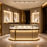 Maßgefertigtes LED-Schmuck-Display-Set mit Schaufensterpuppen-Halskettenständer und Behälter für Boutique-Ladengeschäfte
