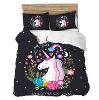 Licorne dessin animé impression numérique ensemble de draps enfants ensemble de literie nouvelle conception vente chaude 3D unique tissé 100% Polyester nouveau bébé