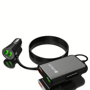 ที่ชาร์จในรถยนต์ 4 พอร์ต รองรับ QC3.0 พร้อมสายชาร์จยาว 1.7 เมตร QC3.0 5v8a ที่ชาร์จสำหรับเบาะหลัง - Product Image 1