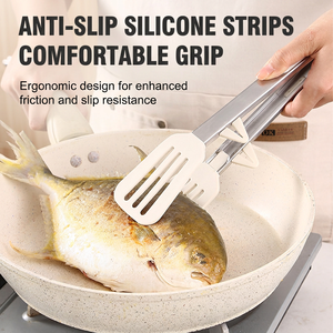 Food-Grade Silicone Tongs 9/12/14 Inch, Heat Resistant 220°C Non-Scratch Kitchen Food Clips with <b>Stand</b> for <b>BBQ</b> Restaurant Home - Product Image 5