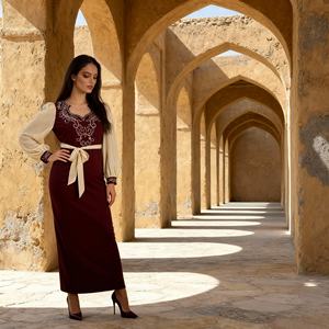 Abaya de Poliéster Bordada Personalizada al por Mayor, Elegante y de Lujo para Mujeres Musulmanas - Product Image 4