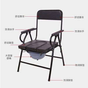 <b>Folding</b> <b>Commode</b> Chair With Seat For Elderly Patients Pregnant Women Home Use 200kg Capacity Rubber Material - Product Image 2