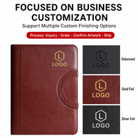 Porte-documents en cuir personnalisé avec fermeture éclair, organiseur avec calculatrice, presse-papiers, poignées et logo pour cadres, réunions d'affaires