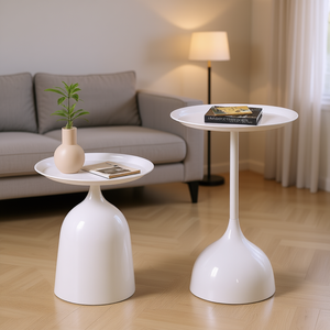 White <b>Side</b> Table Resin Minimalist Modern Living Room Furniture Durable Home Decor - Product Image 2