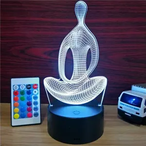 Yoga Meditation Touch Sensor Nacht lampe Batterie betriebene Lampara 3D De 16 Farben 3D-Illusionslampe für Wohnkultur Weihnachts geschenk