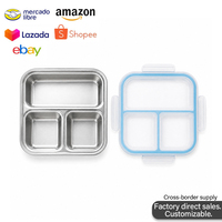 304 RVS Multi Grid Snack Opbergdoos, Afdichtbare Fruit Opbergcontainer, Lunchbox