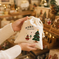 Pochette en toile avec cordon de serrage, logo personnalisé CDCT, emballage cadeau de Noël, sac réutilisable écologique, en vrac