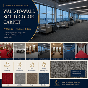 Hotel Carpet Solid Colors Wall to Wall Carpet Commercial Use Classic Style Low Pile Tufted Stain Resistant Polypropylene - Product Image 2