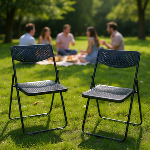 Sillas plegables de plástico ligeras, silla portátil para jardín al aire libre, para uso en interiores y exteriores, diseño minimalista, forma rectangular - Product Image 2