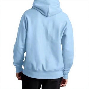 Sudadera con Capucha Azul Claro para Hombre, Corte Regular, Informal, de Forro Polar, Color Sólido, con Bolsillos, para Invierno, 100% Algodón - Product Image 3