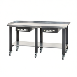 Banco de trabajo Fasano Tools de 72 pulgadas con superficie de acero, cajón y estante, mesa de taller móvil - Product Image 2