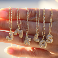 Mini Zirkoon A-Z Bubbelletter Initiaal Hangertje Ketting Op Maat Naamketting Valentijnscadeau Mode Sieraden voor Vrouwen