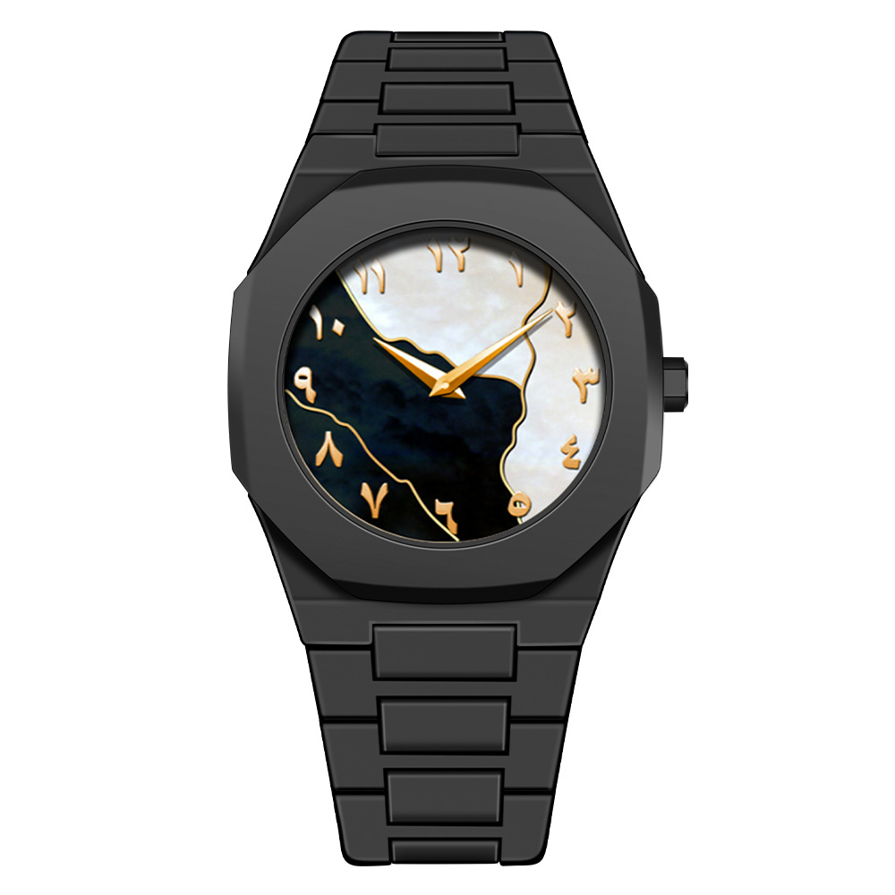 black aura arabic watch colourful pink