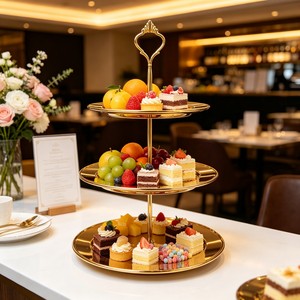 Support à gâteau à 3 niveaux en acier inoxydable, plateau à dessert écologique, plat à bonbons, plat à sucre, plat à fruits secs de Noël - Product Image 5