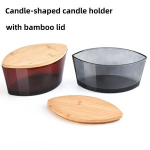 Envase de Vidrio Transparente Color Ámbar Gris de 770 ml en Forma de Barco para Velas, Frascos Vacíos al por Mayor para Fabricación de Velas con Tapa de Madera - Product Image 1