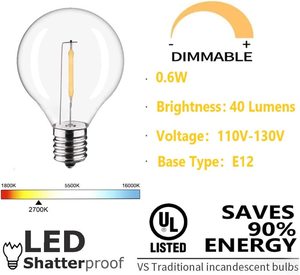 Bóng đèn <span class=keywords><strong>LED</strong></span> dây tóc Edison <span class=keywords><strong>G40</strong></span> cổ điển có thể điều chỉnh độ sáng chất lượng cao với điều khiển từ xa để thay thế đèn sân vườn - Product Image 3
