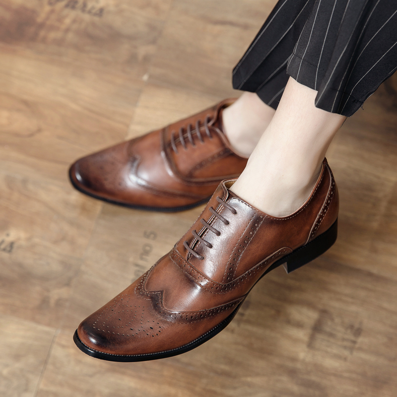 casual shoes with formal dress Mens Smart Formal Patent Oxford Tan Shoes Shiny Laced Classic Round Toe Dress main image 0