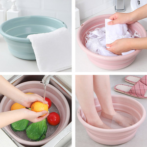 Foldable Plastic Basin Round Portable Thickened For Dormitory Washing - Product Image 3