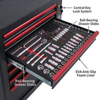 Armoire à outils robuste de 30 pouces à 7 tiroirs verrouillables avec un ensemble de 319 outils à main pour garage, atelier de réparation automobile, support OEM ODM