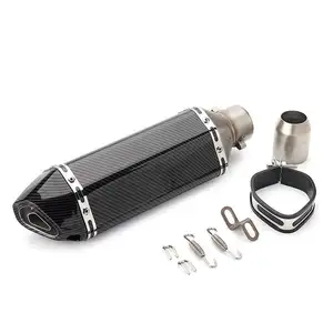 51MM Carbon Fiber Motorcycle Exhaust System 300 370 470 MM Motorcycle Muffler Tailpipe Rear Pipe