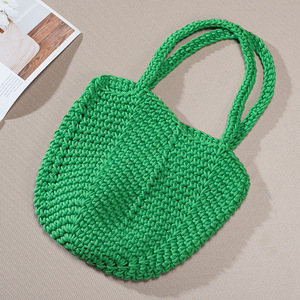 Bolso de Mano Tejido a Mano con Cuerda de Algodón, Bolso Cilíndrico Suave, Bolso de Playa para Uso Diario, Verano 2023, Resistente al Agua - Product Image 3