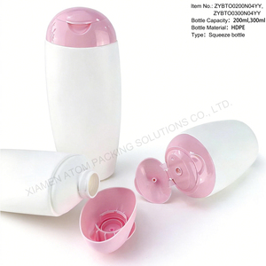 豪华椭圆形200ml 300ml旋盖式HDPE软质触感挤压瓶带喷嘴洗发水乳液沐浴露身体清洁剂面膜 - Product Image 3