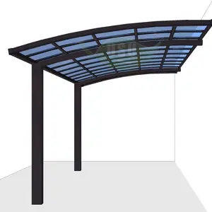 现代设计聚碳酸酯屋顶金属车棚车库拱形屋顶顶篷户外铝制车棚