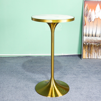 Pieds de table en métal populaires en promotion, finition laiton brossé, hauteur bar, pour hôtels, restaurants de luxe, base de table en acier inoxydable