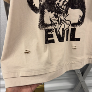 Logo personnalisé 100% coton été lavage à l'acide vaporisateur double manches en détresse impression haute couture décontracté surdimensionné T-shirts pour hommes - Product Image 6