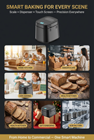 Mesin Pembuat Roti Pintar dengan Timbangan, Timer Tunda 15 Jam, Dispenser Otomatis Ganda, Layar Sentuh, 700W, 25 Program, untuk Rumah