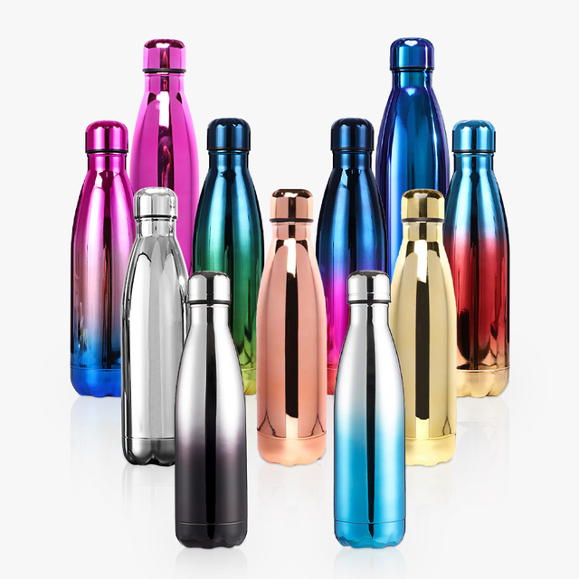 500ml UV Stainless Steel Water Bottles 17oz Iridescent Double Wall Insulated Bottle Sport Portable Drinking Tumbler