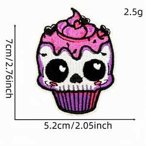 Nuevas Botas Góticas de Fieltro Rosa Oscuro con Calaveras Bordadas en 3D y Parches de Conejo para Accesorios de Ropa - Product Image 3