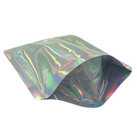 Sacs en plastique holographiques Mylar de qualité alimentaire, résistants à l'humidité, imprimés numériquement, pochettes en aluminium laser, pochettes à fermeture éclair en aluminium arc-en-ciel