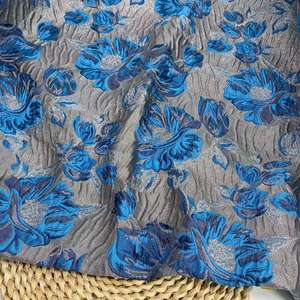 Haute qualité 100% Polyester crêpe argent <span class=keywords><strong>Multi</strong></span> couleurs grande fleur Jacquard brocart tissu pour femmes robe formelle et taie d'oreiller - Product Image 3
