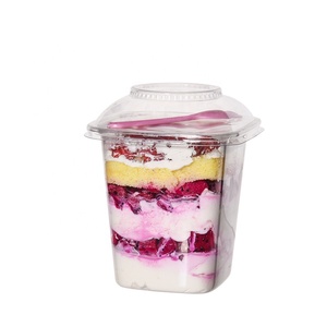 Lesui - Nuevos Vasos Desechables Cuadrados de 24oz para Postres, Vasos de Plástico para Helado, Yogur y Postres con Tapa y Cuchara - Product Image 3
