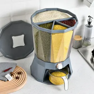 Escolha diversão nova 360 graus girando divisão de grão de comida seca dispensador de arroz cozinha grande recipiente para o arroz