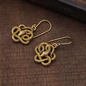 Boucles d'oreilles à la mode spirale serpent gothique Animal 18K plaqué or Tribal laiton bijoux goutte Dangle Style - Product Image 4