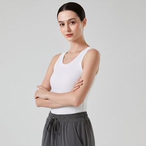 Débardeur Y2K côtelé à col montant sans manches pour femme, couleur unie, coupe courte, bretelles épaisses, ajusté pour l'exercice - Product Image 2